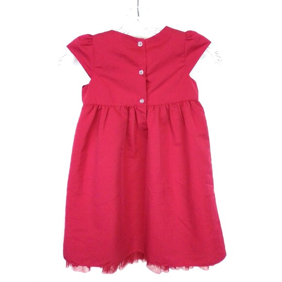 Baby Gap Girl's Short Sleeve High Round  Neckline Satin Feel Red Dress Size 5 - Picture 5 of 7